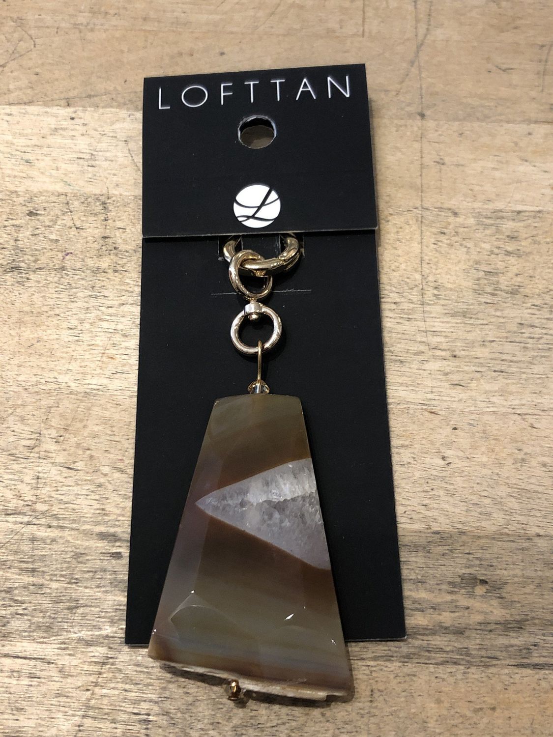 Brown Banded Agate Pendant - Gold 3