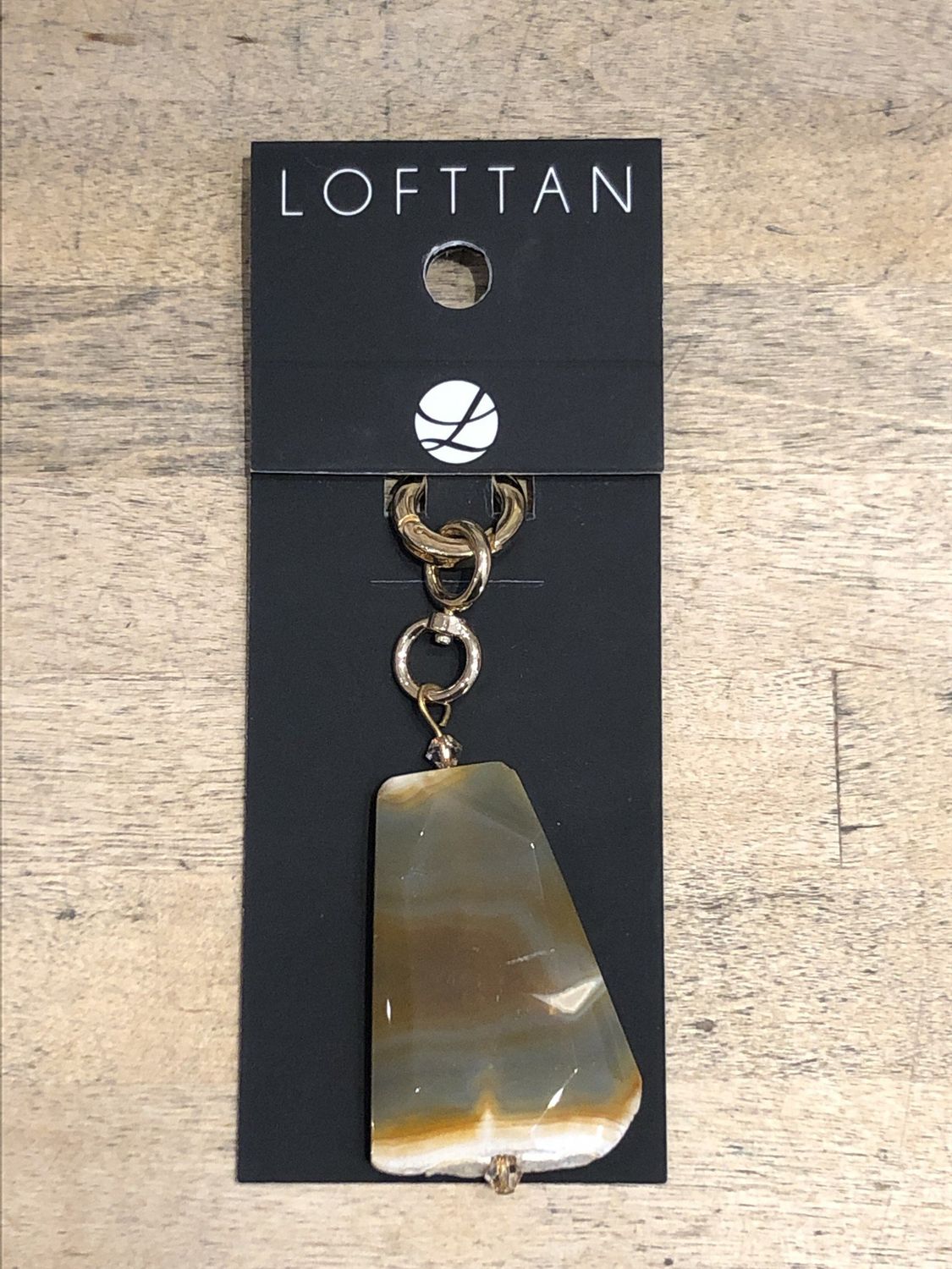 Brown Banded Agate Pendant - Gold
