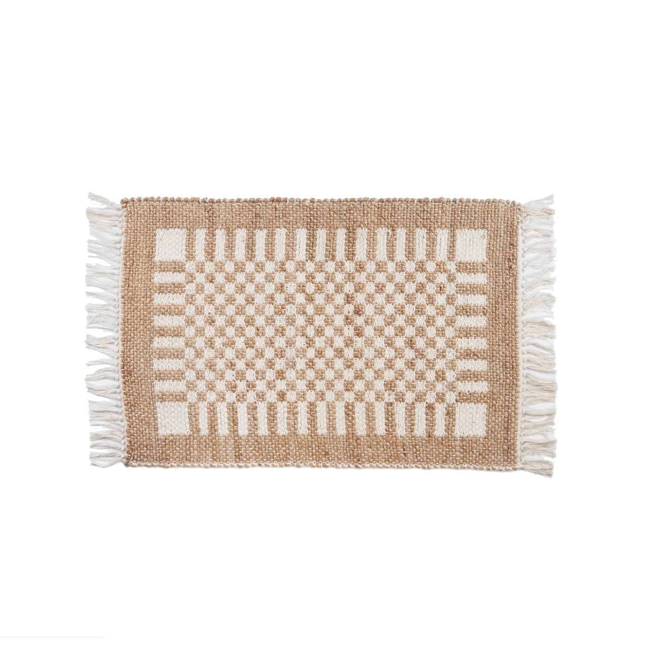 Check Jute Floor Mat