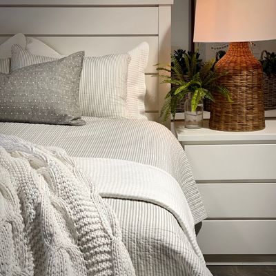 Taupe Classic Ticking Quilt &amp; Shams