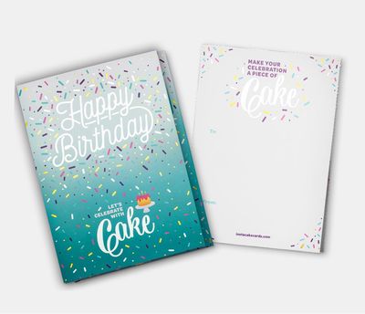 Happy Birthday Teal Cake Card
