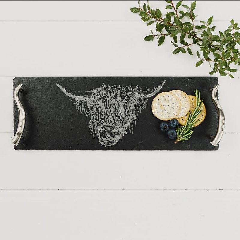 Slate Serving Tray Gift Boxed -Highland Cow