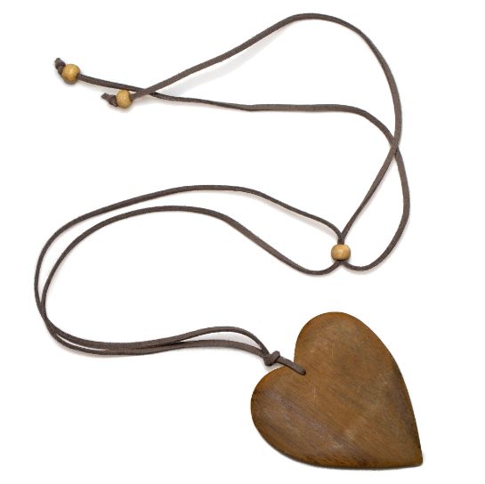 Wooden Heart Pendant on Suede