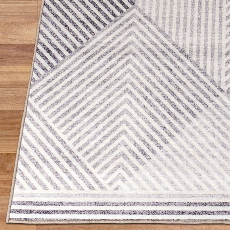 Miles Modern Grey Ivory washable Rug 