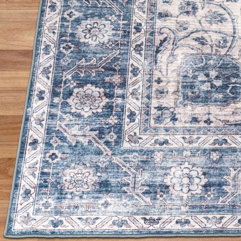 Joy Blue Ivory Washable Rug