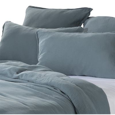 Muslin Steel Blue Duvet Cover & Shams Muslin Steel Blue Duvet Cover & Shams
