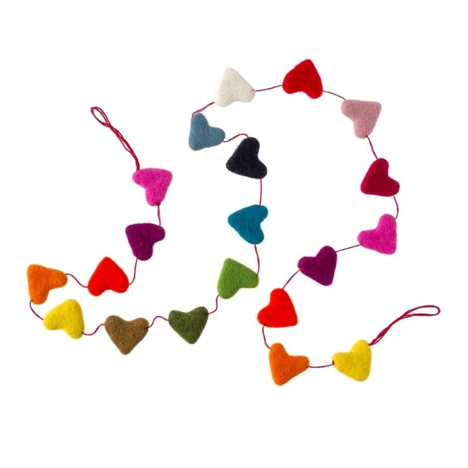 Felt Multi-coloured Heart Garland