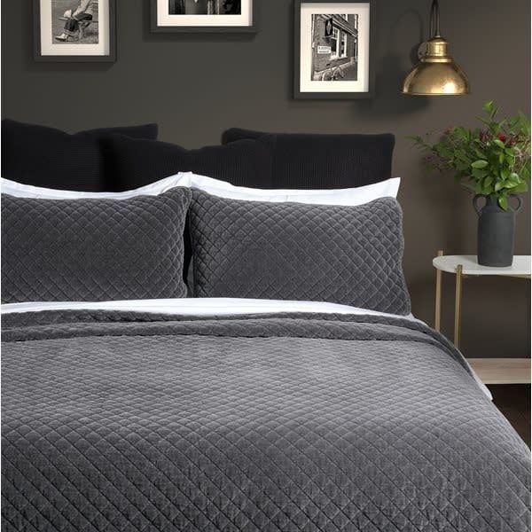 Dove Grey Velvet Quilt &amp; Shams