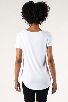 Brenda U Neck White Bamboo Tee