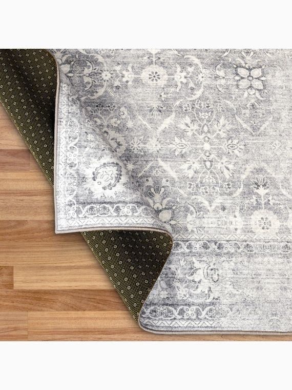 Noor Vintage - Silver Ivory Washable Rug