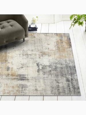 Quinn Abstract- Beige Gray Ivory Washable Rug