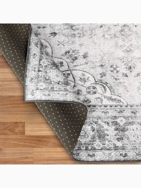 Joy Boho Gray Washable Rug
