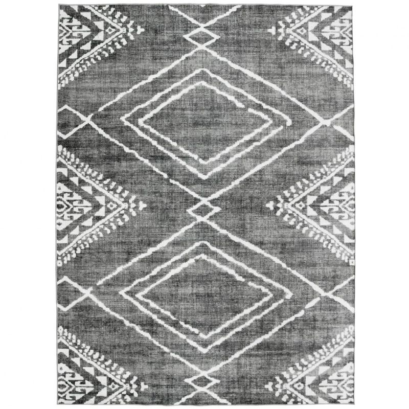 Jax Moroccan Diamond Gray Washable Rug 