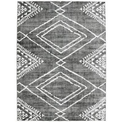 Jax Moroccan Diamond Gray Washable Rug 