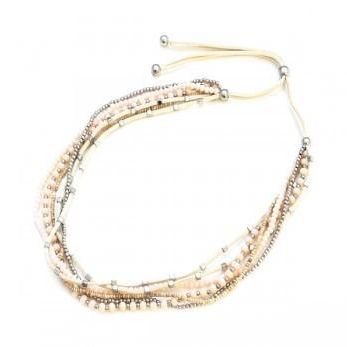 Multi-Strand Suede And Crystal Bead Necklace
