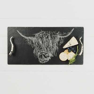 Slate Serving Tray Gift Boxed -Highland Cow