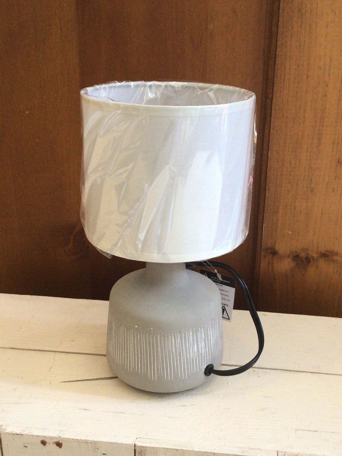 Taupe Etched Table Lamp