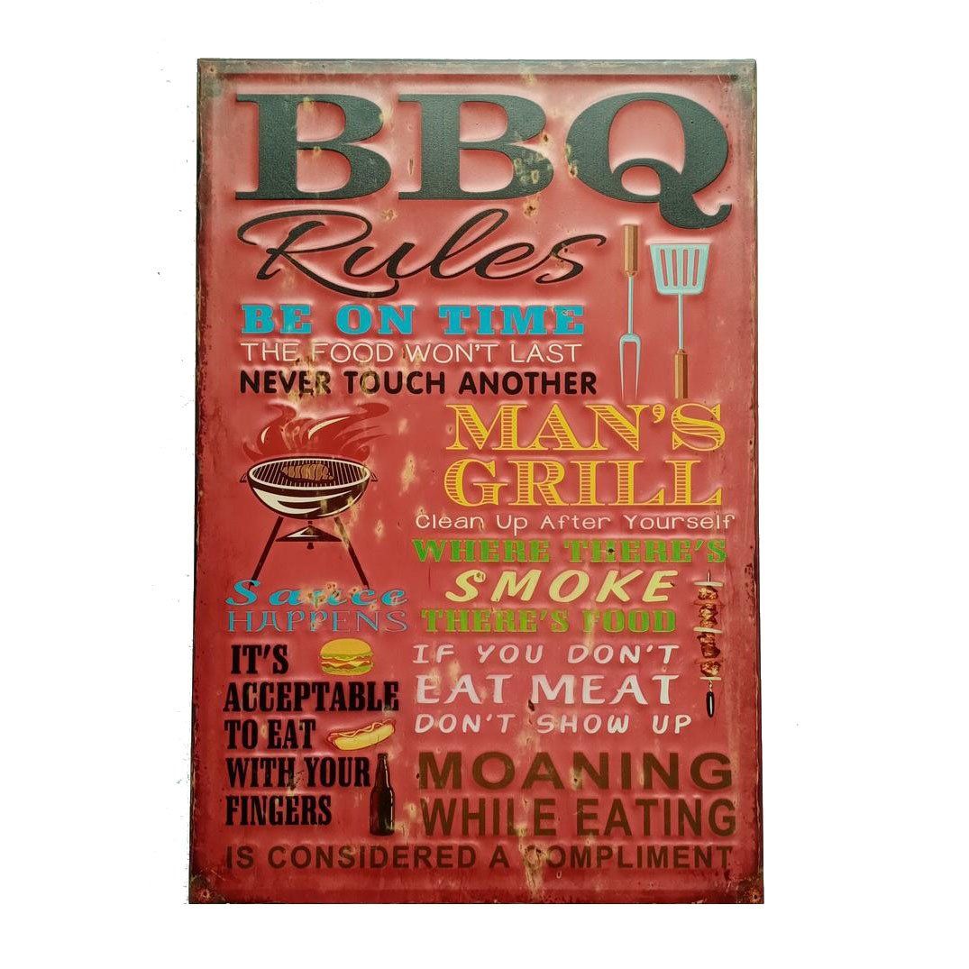 BBQ Rules Framed Embossed Sign