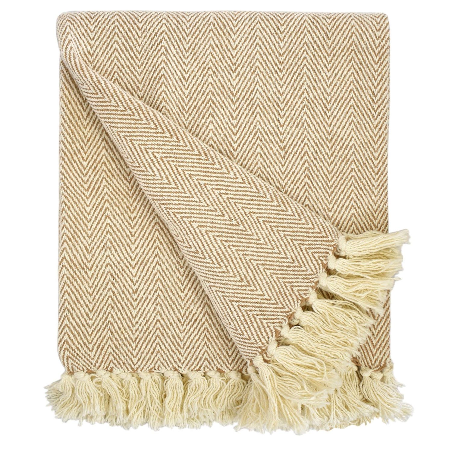 Herringbone Stripe Throw Taupe