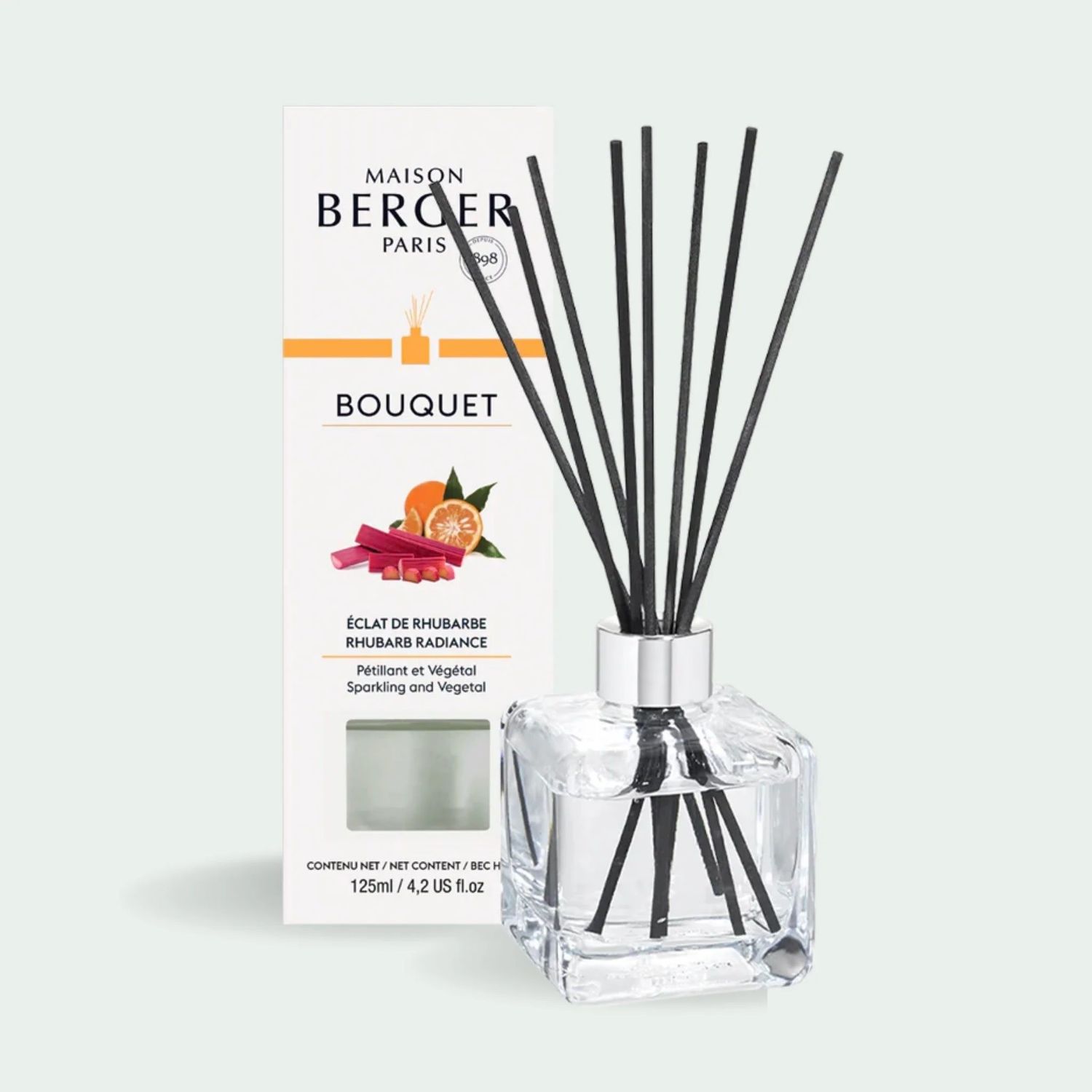 Cube Clear Reed Diffuser Pre-filled with Rhubarb Radiance