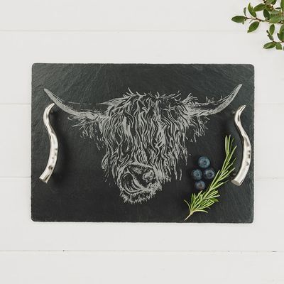 Slate Serving Tray - Highland Cow Medium