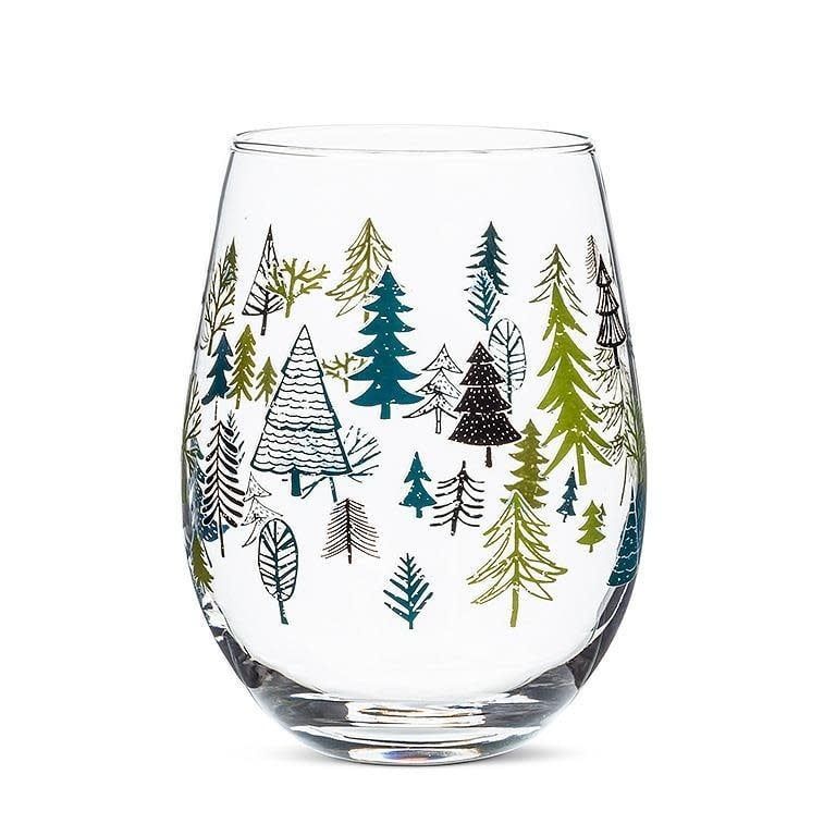 Stemless Wine Glasses Allover Trees