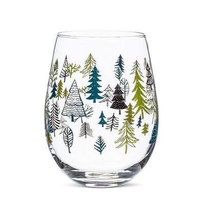 Stemless Wine Glasses Allover Trees