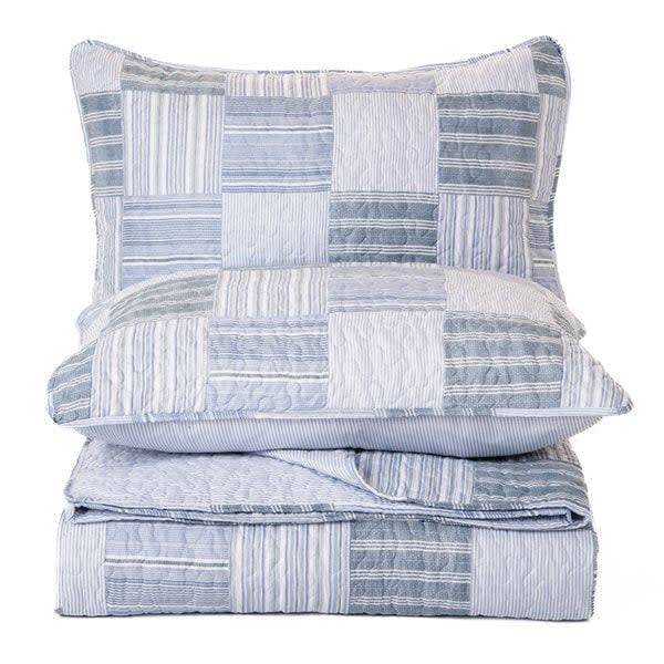 Marty Blue Striped Twin Quilt &amp; Sham