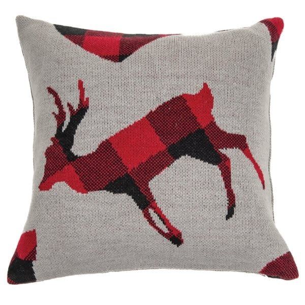 Holiday Stag Pillow Grey