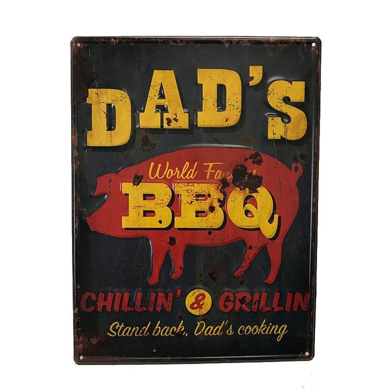 Dad&#39;s BBQ Vintage Metal Sign (rectangle)