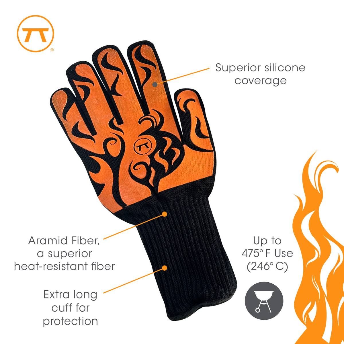 Orange Flames Grill Glove L/XL