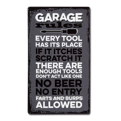 Garage Rules Wall Sign
