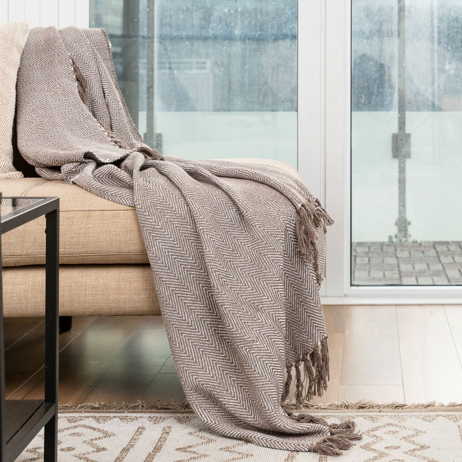 Herringbone Stripe Throw Stone