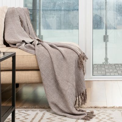 Herringbone Stripe Throw Stone