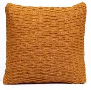 Mustard Yellow Basket Stitch Accent Pillow