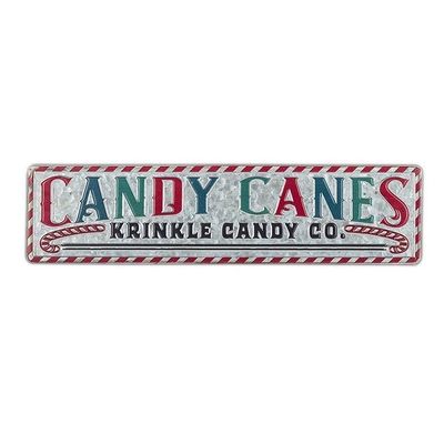 Holiday Metal Sign Candy Canes