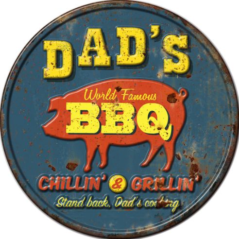 Dad&#39;s BBQ Vintage Metal Sign (circle)