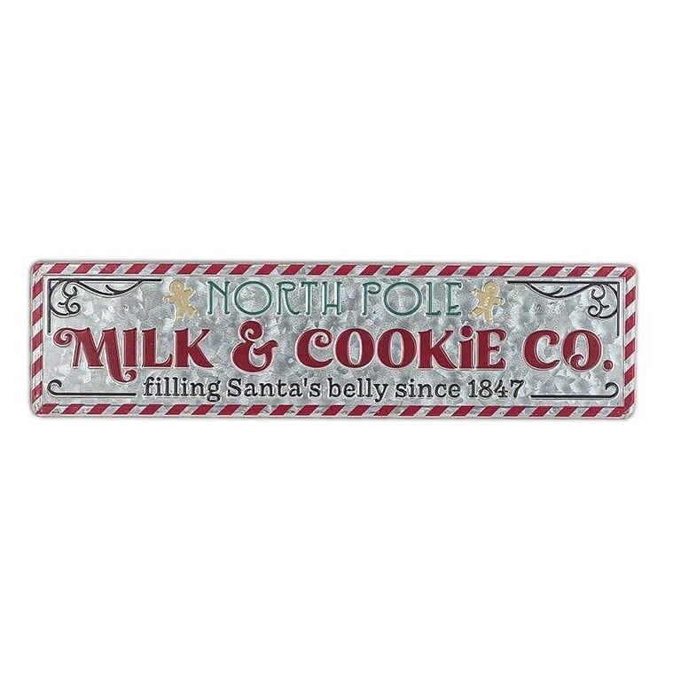 Holiday Metal Sign Milk &amp; Cookies