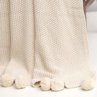 Moss Poms Throw Off-White