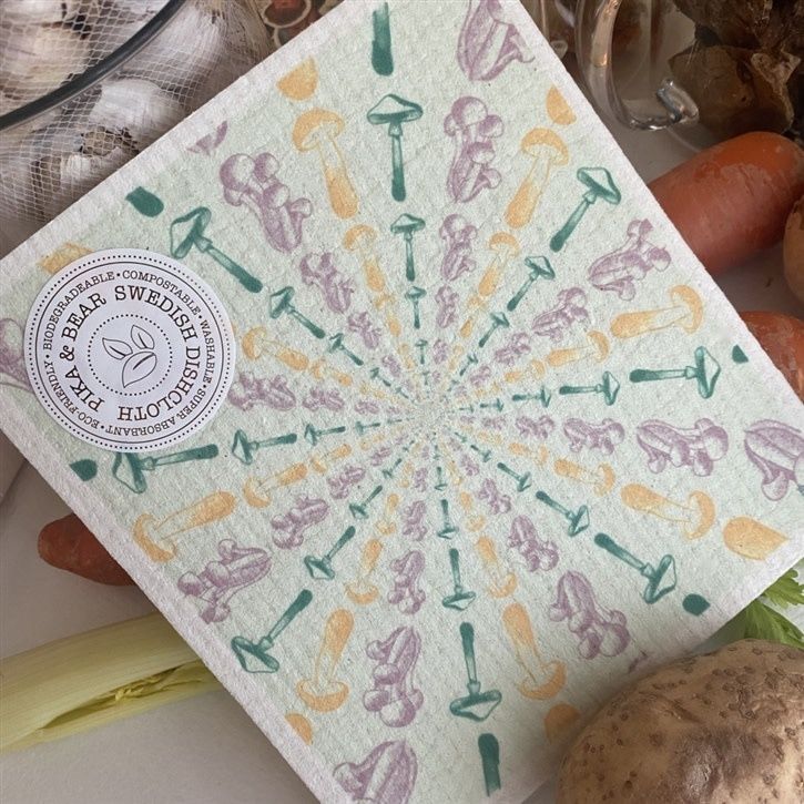 Cubensis Mushrooms Swedish Dishcloth