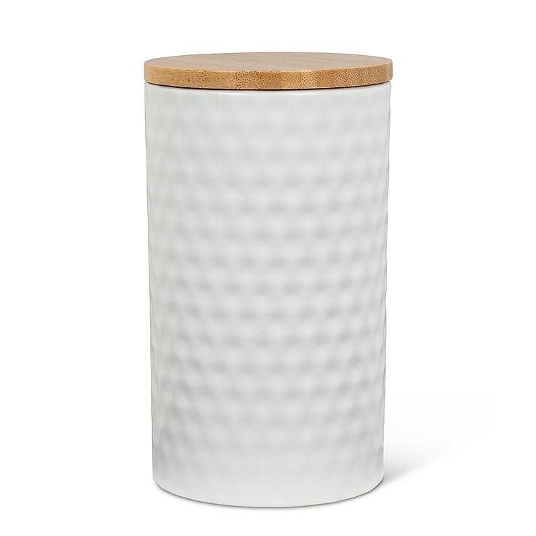 Large White Hexagon Textured Canister