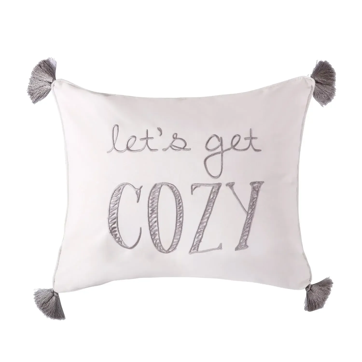 Let&#39;s Get Cozy Tassle Pillow