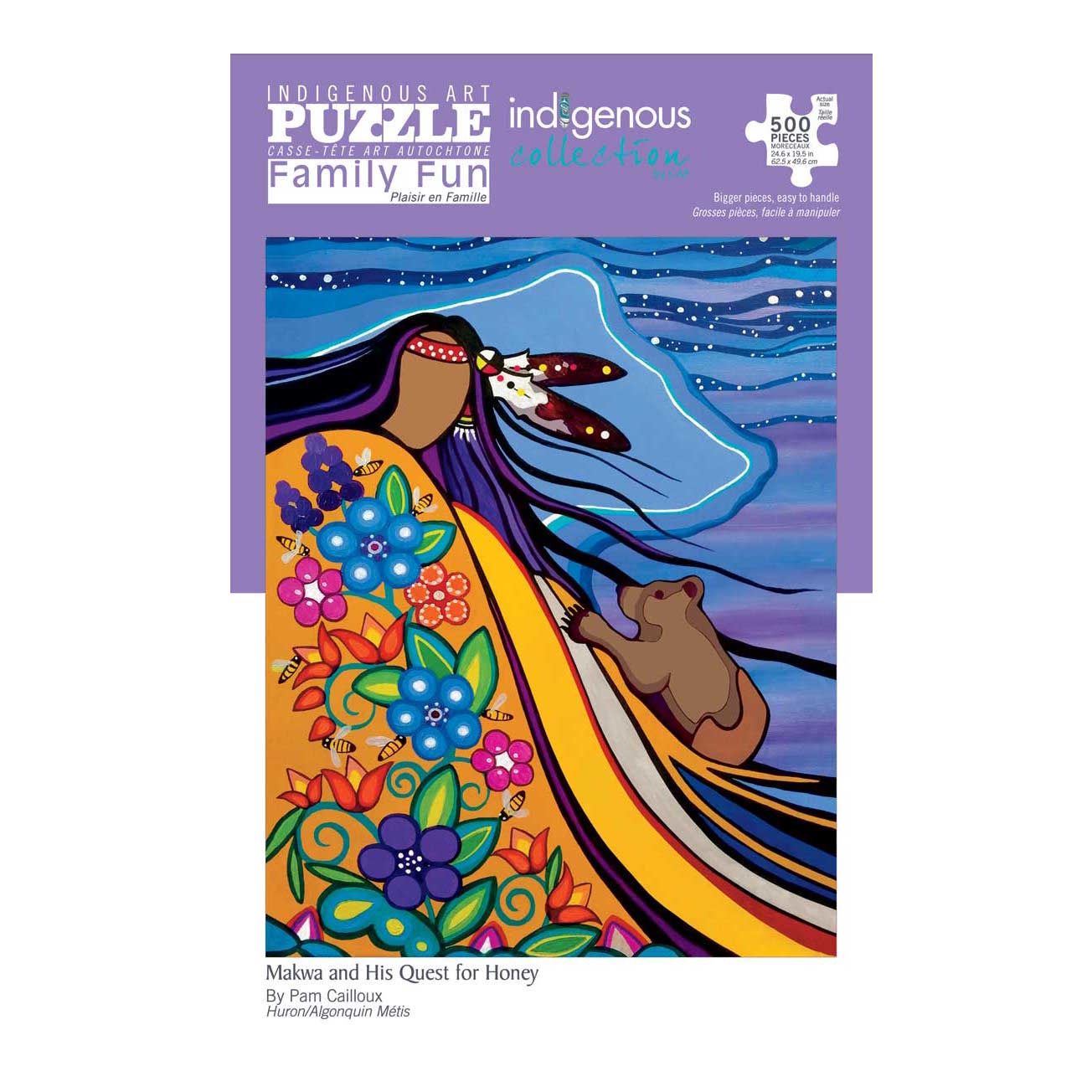 Indigenous Puzzle - 500 Piece, Style: Makwa and His Quest for Honey