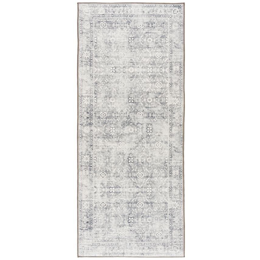 Noor Vintage - Silver Ivory Washable Rug, Size: 2&#39; 6&quot; x 6&#39;