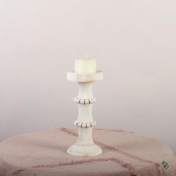Column Wood Pillar Candle Holder, Size: Small