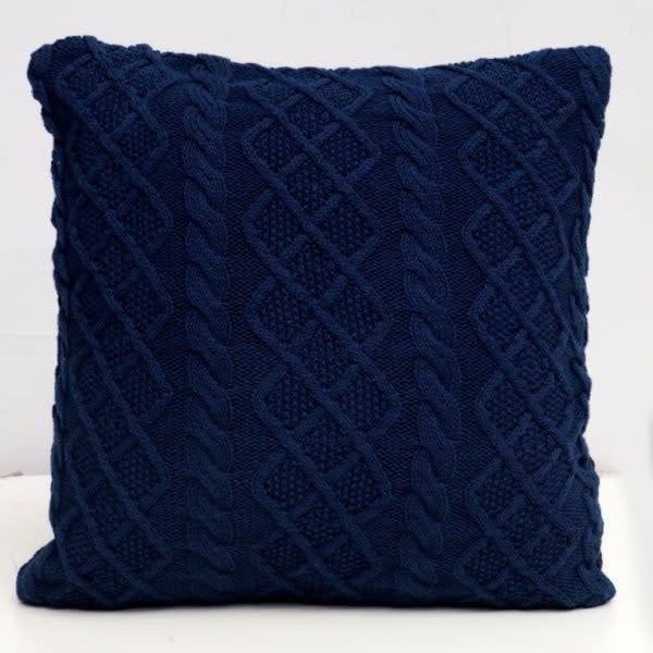 Cable 51 Throw Pillow, Color: Sailor Blue