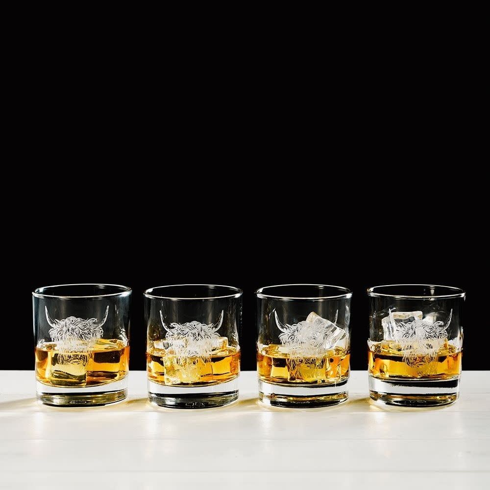 Glass Tumblers set of 4, Style: Highland Cow