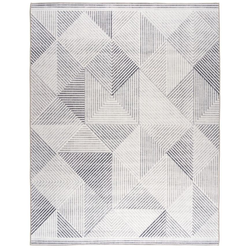 Miles Modern Grey Ivory washable Rug , Size: 3&#39; x 5&#39;