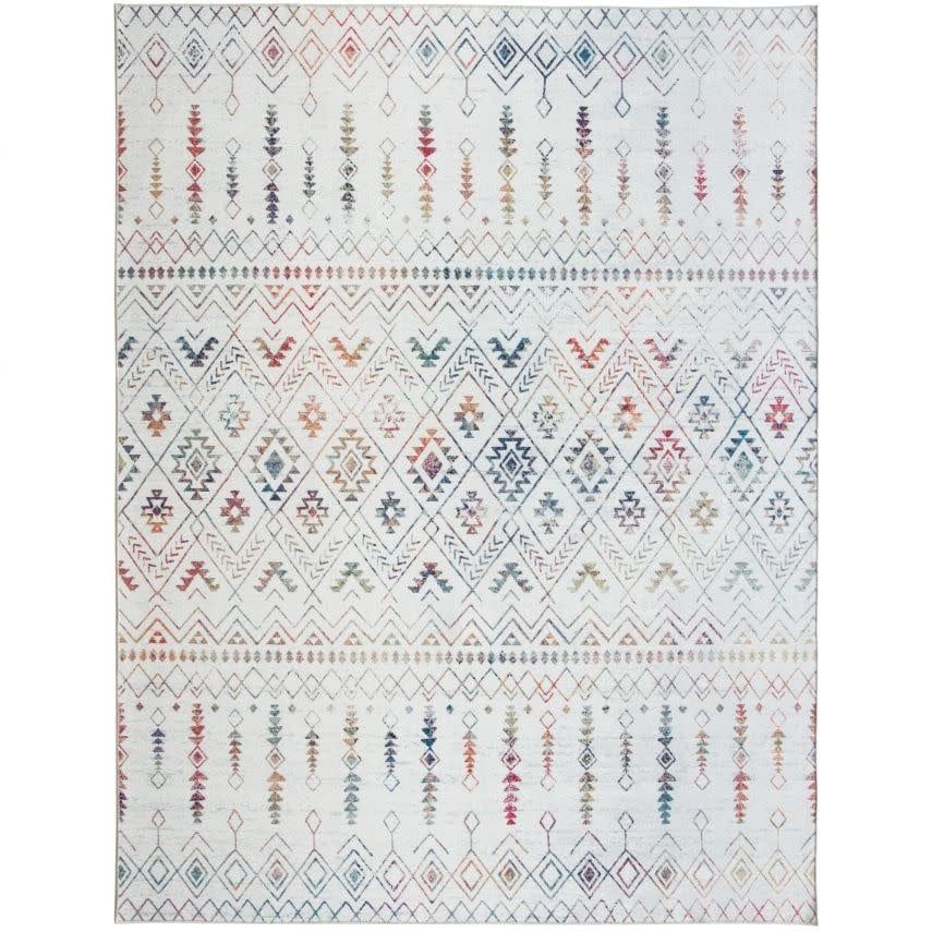 Beau Moroccan Ivory-Multi Washable Rug, Size: 3&#39; x 5&#39;