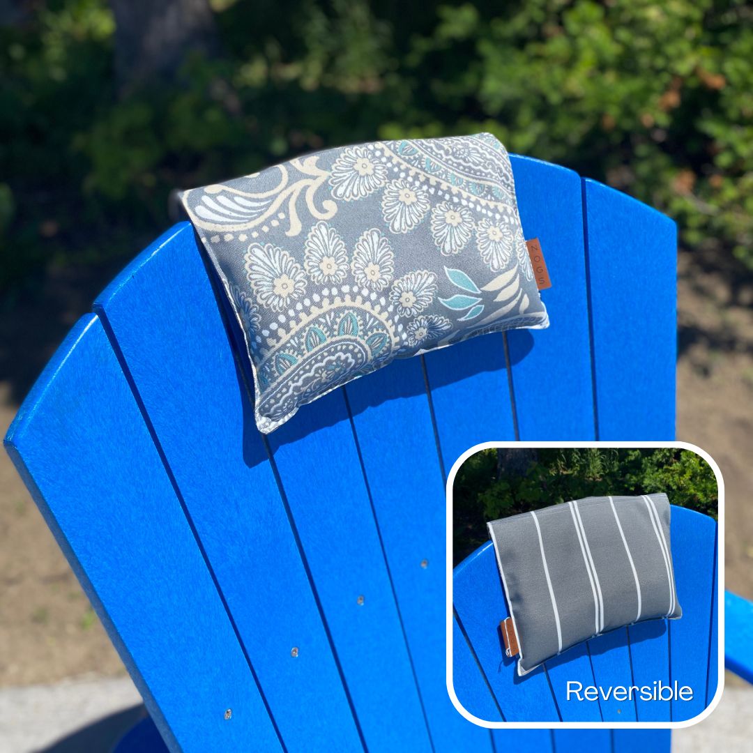 Outdoor Bean Bag Pillow, Color: Grey Stripe/Paisley